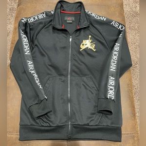 Air Jordan full zip black jacket long sleeve sweatshirt black gold medium